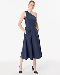 One-Shoulder Poplin Midi Dress
