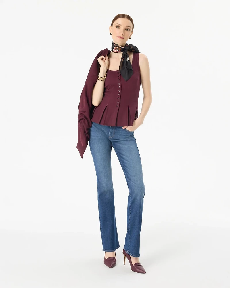 Peplum Button Front Top