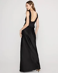 Lace + Satin Peplum Maxi Dress