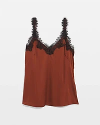 Lace Trimmed Satin Camisole