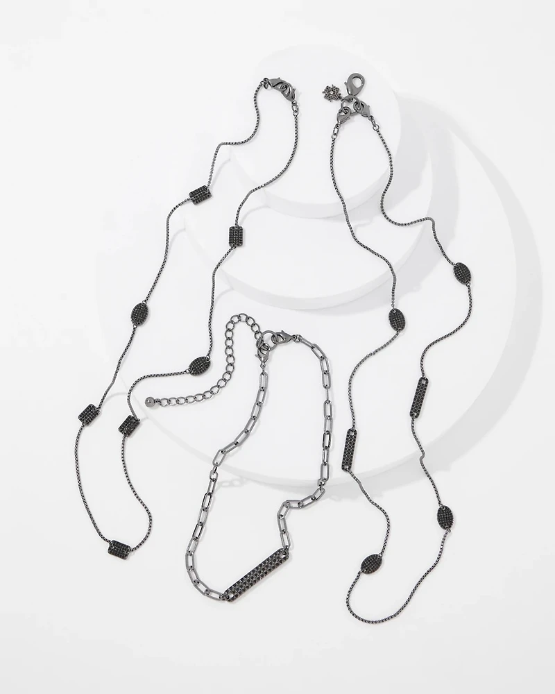 Hematite + Pavé Convertible Necklace