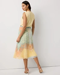 Pleated Chiffon Midi Skirt