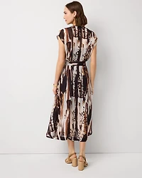 V-neck Tie-Waist Midi Dress