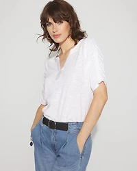 Ruched Sleeve Cotton + Modal Slub Tee