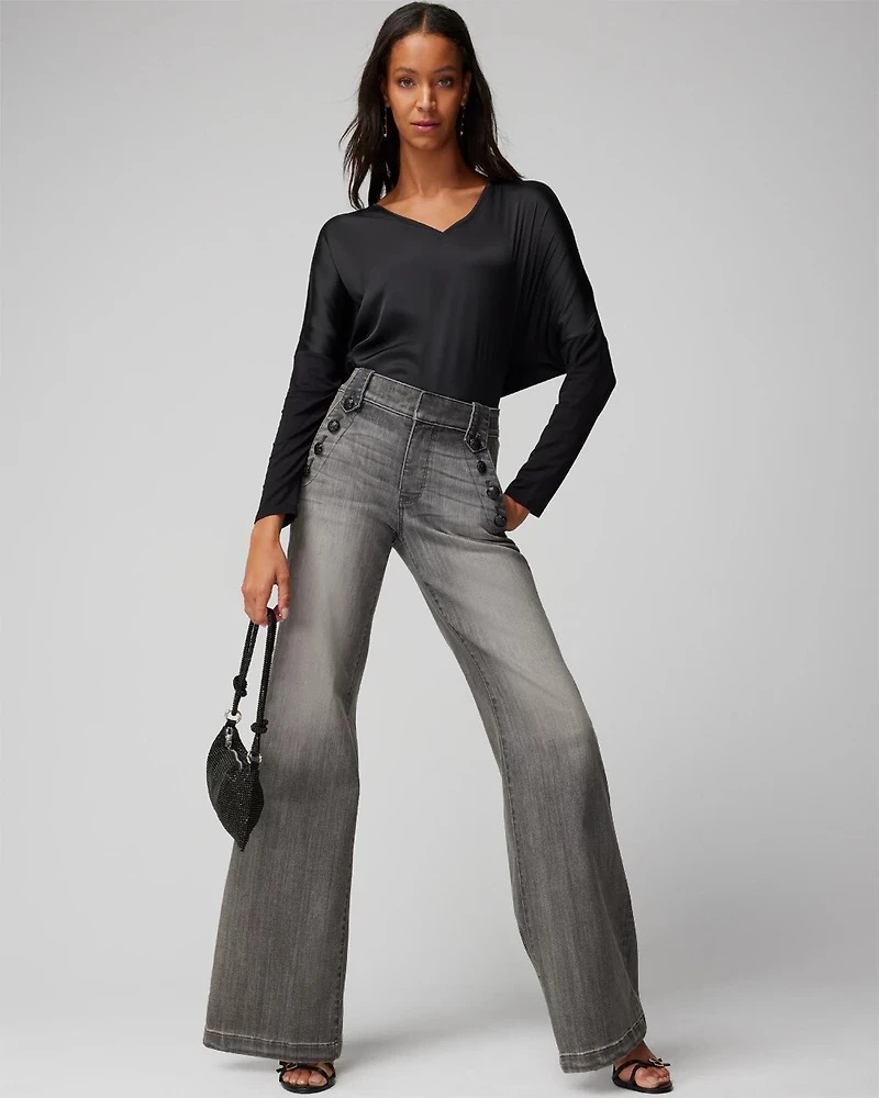 Woven Front Long Sleeve Tee