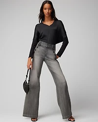 Woven Front Long Sleeve Tee