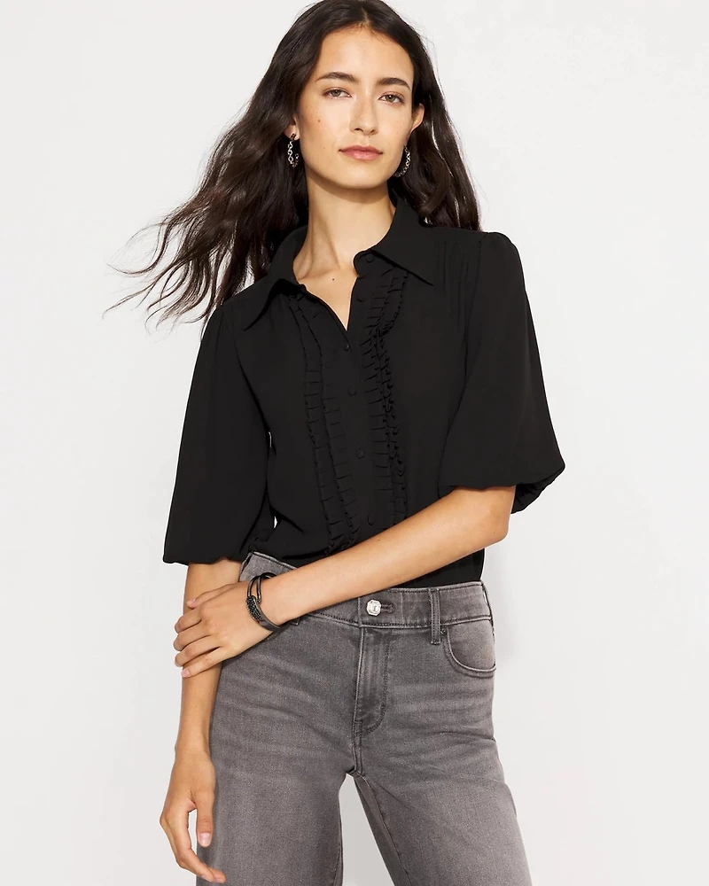 Puff Sleeve Ruffle Shirt