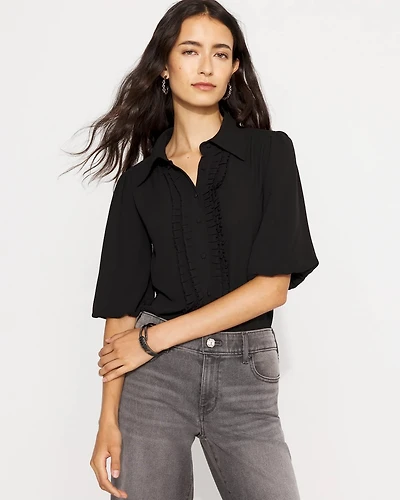 Puff Sleeve Ruffle Shirt