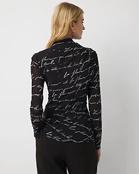 Ruched Mesh Long Sleeve Top