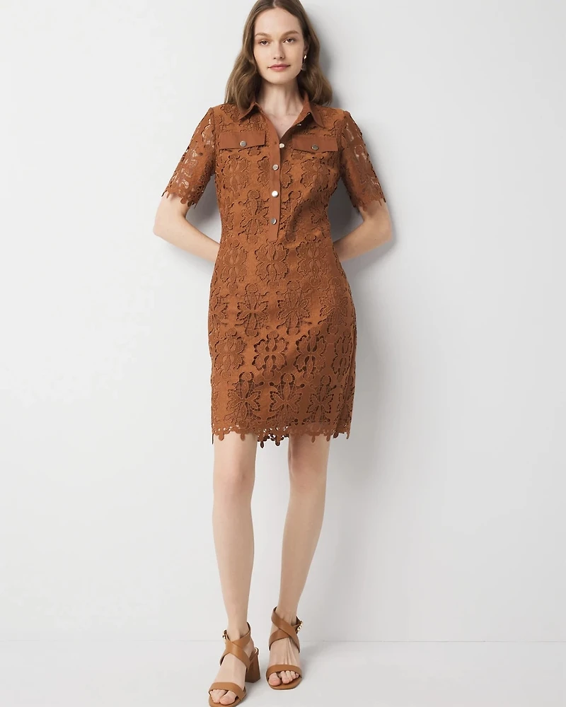 Petite Lace Shirt Dress