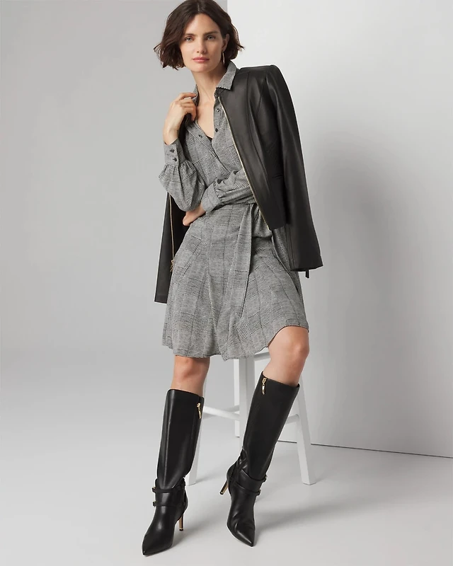 knee length dresses for ladies Wrangler Women's Dark Denim Washed Long Sleeve Western Shirt Dress