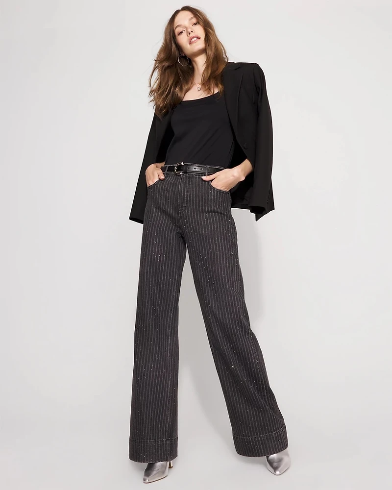 Extra High Rise Heatset Pinstripe Trouser Jean