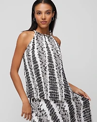 Sleeveless Pleat Chain Neck Halter