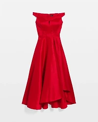 Off-The-Shoulder Taffeta Midi Dress