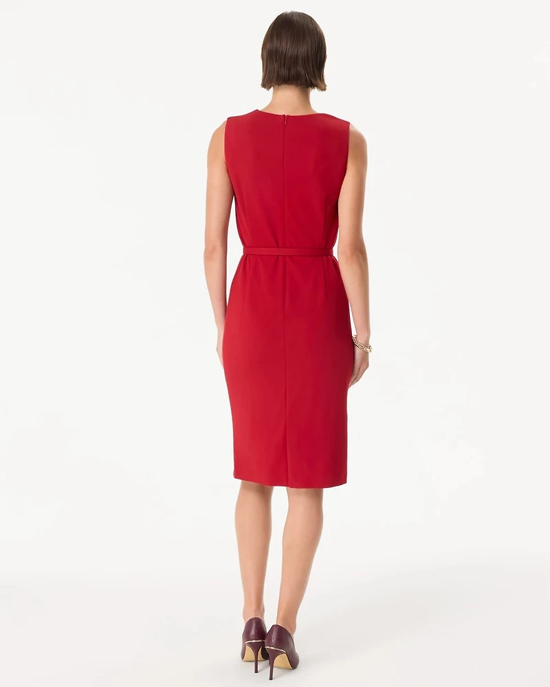 Knit Crepe Belted Sheath Dress