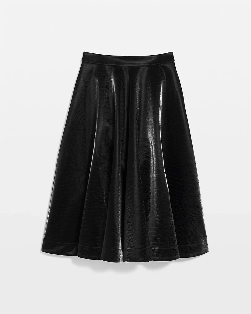 Faux Croc Midi Skirt
