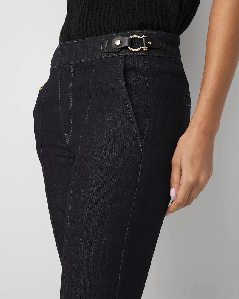 Faux Leather Detail Bootcut Jean
