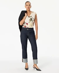 Cuffed High-Rise Straight Ankle Jean