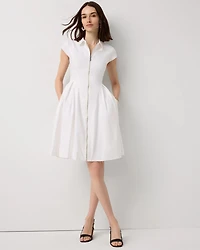 Collared Front-Zip Shirt Dress