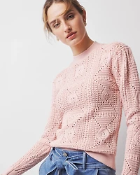 Mock Neck Pointelle Sweater
