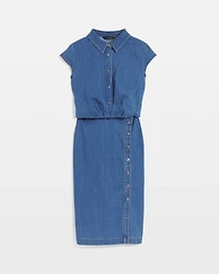 Petite Striped Denim Sheath Dress