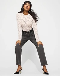 Textured Lace Mockneck Top