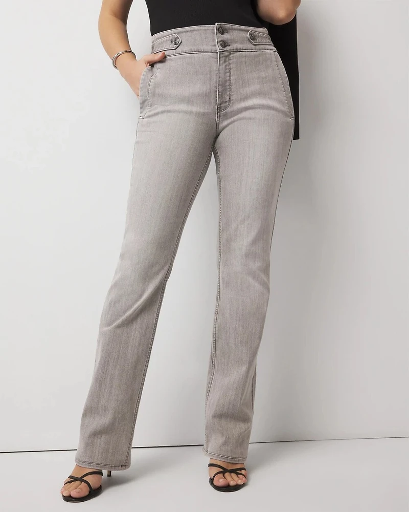 Extra High-Rise Novelty Button Bootcut Jeans