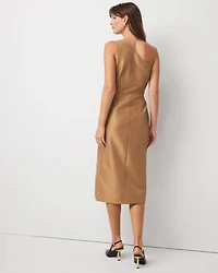 Petite One-Shoulder Stretch Taffeta Midi Dress