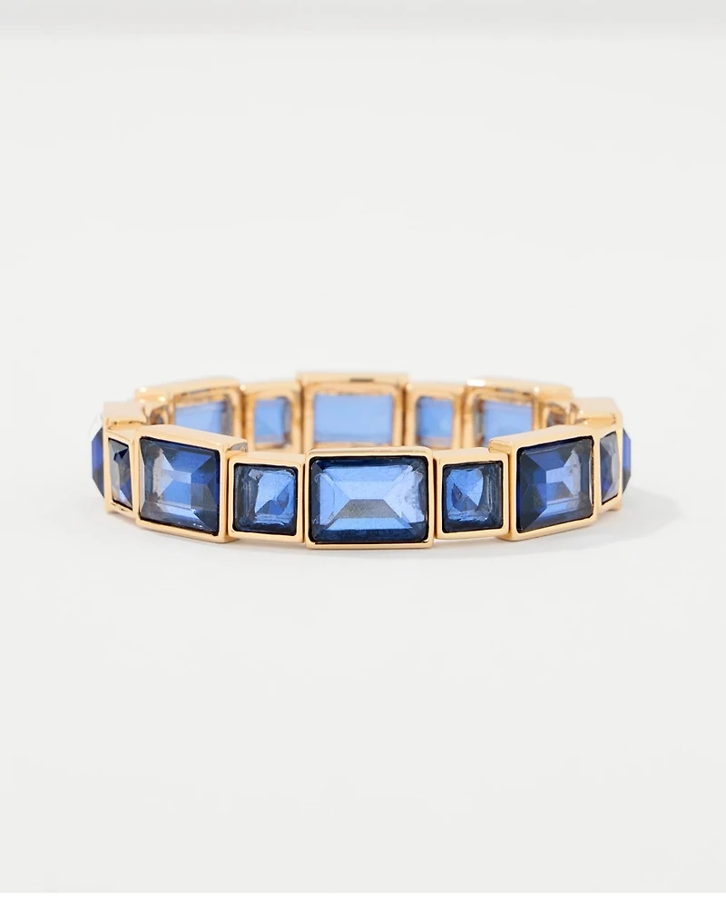 Dark Blue Glass Stone Stretch Bracelet