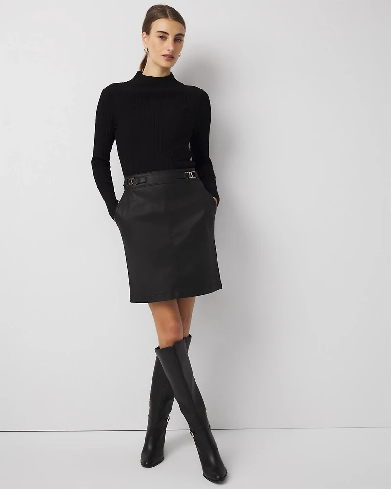 Coated Denim Mini Skirt