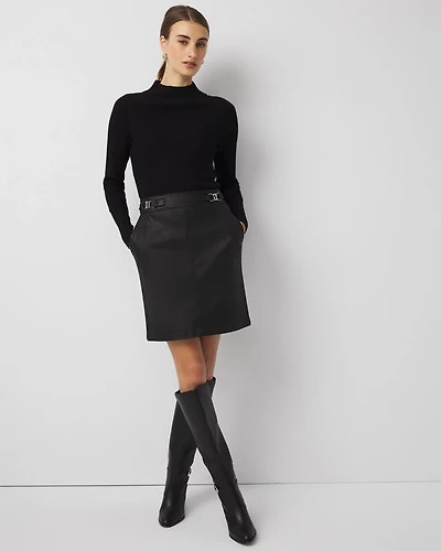 Coated Denim Mini Skirt