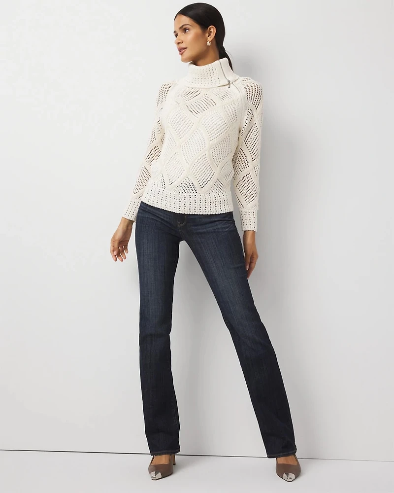 Zip Neck Sequin Knit Sweater
