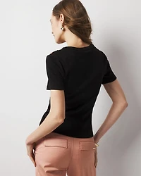 WHBM FORME™ Ribbed Stretch Button Shoulder Tee