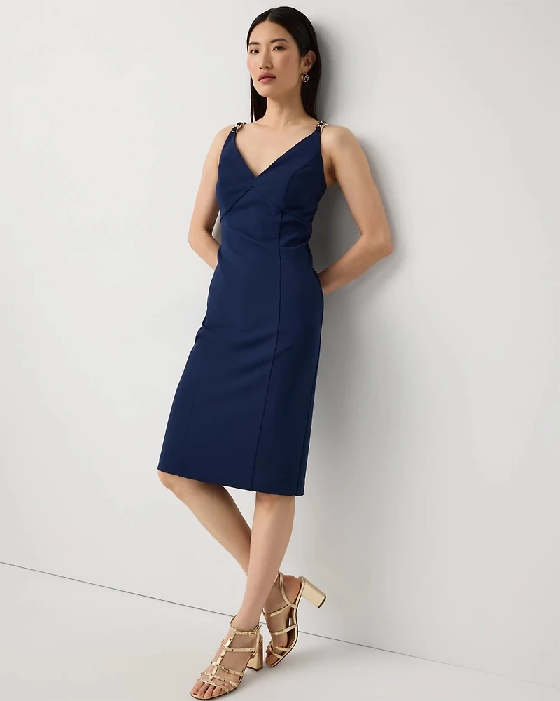 Chain Detail Crepe Dress