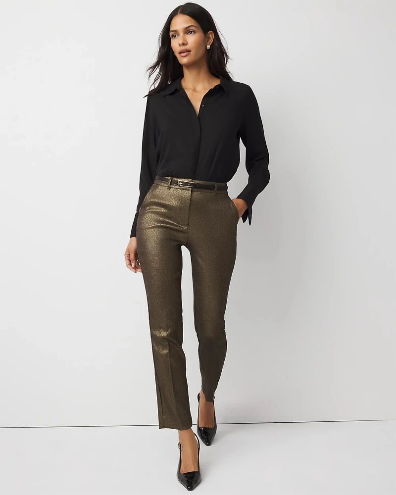 Shimmery Elle Slim Ankle Pant