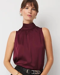 Bow Back Satin Halter Blouse