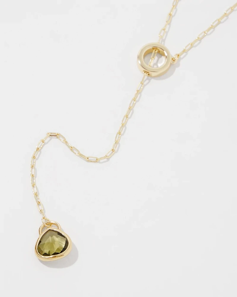 Olive + Gold Y Necklace