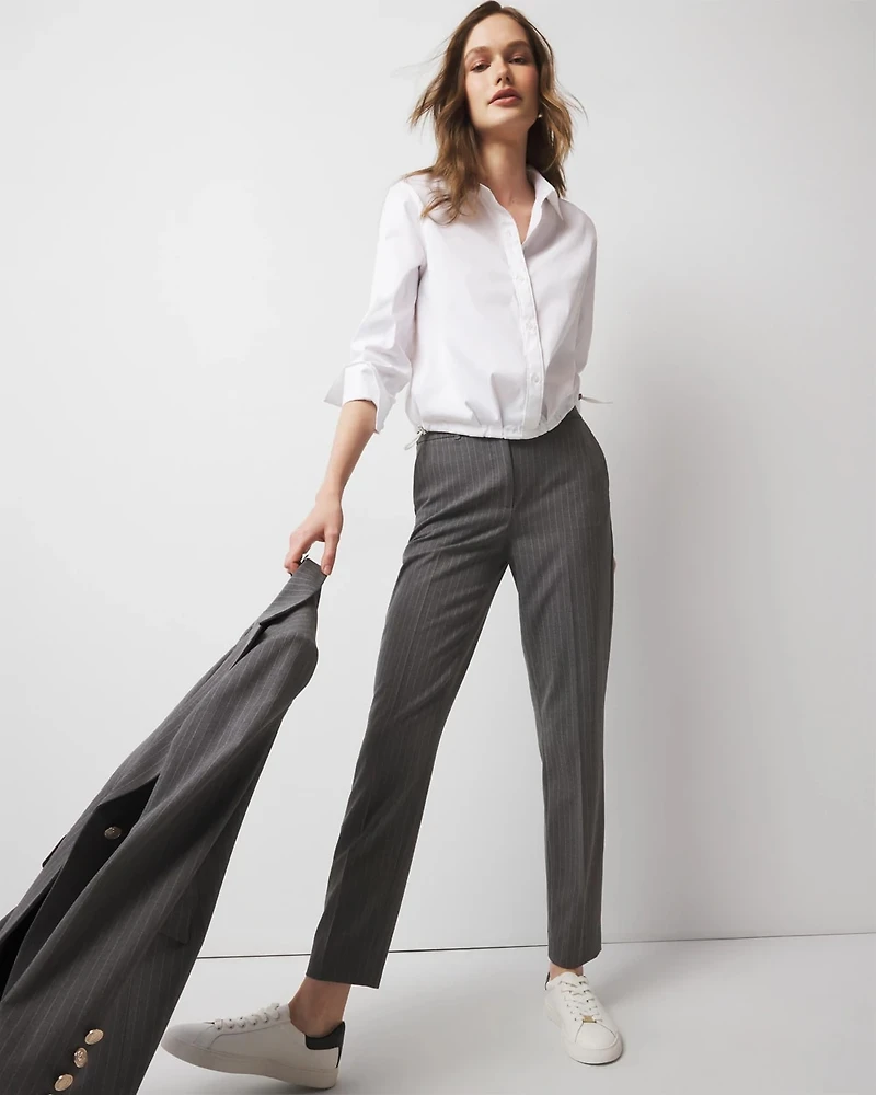 Petite Drawstring Poplin Shirt
