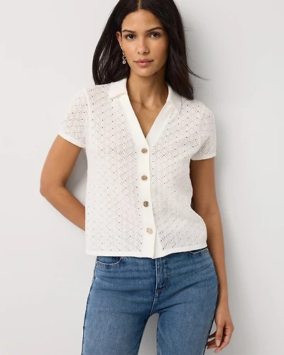 Textured Stitch Collared Cardigan