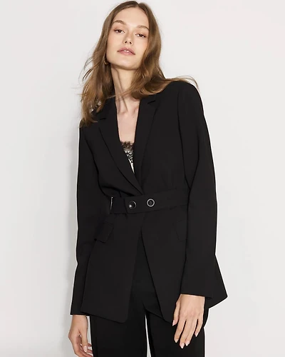 Belted One-Button Blazer
