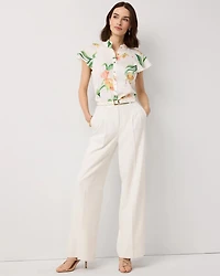 Flutter-Sleeve Satin Shirt