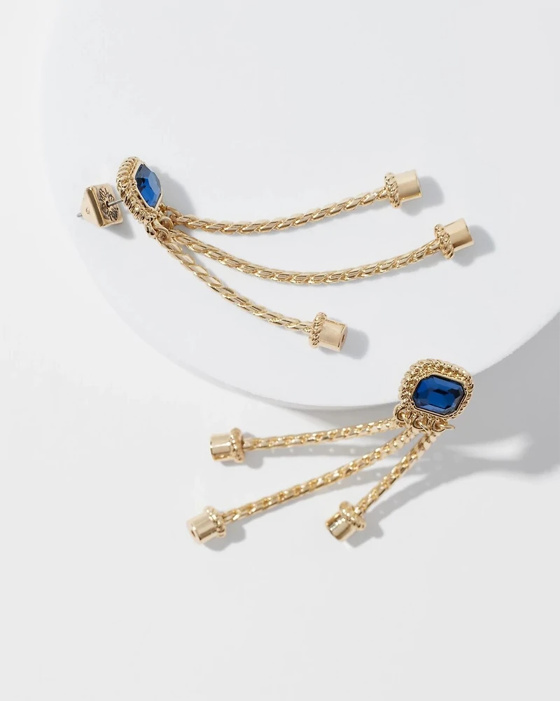 Blue Crystal Linear Earrings