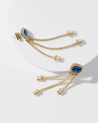 Blue Crystal Linear Earrings