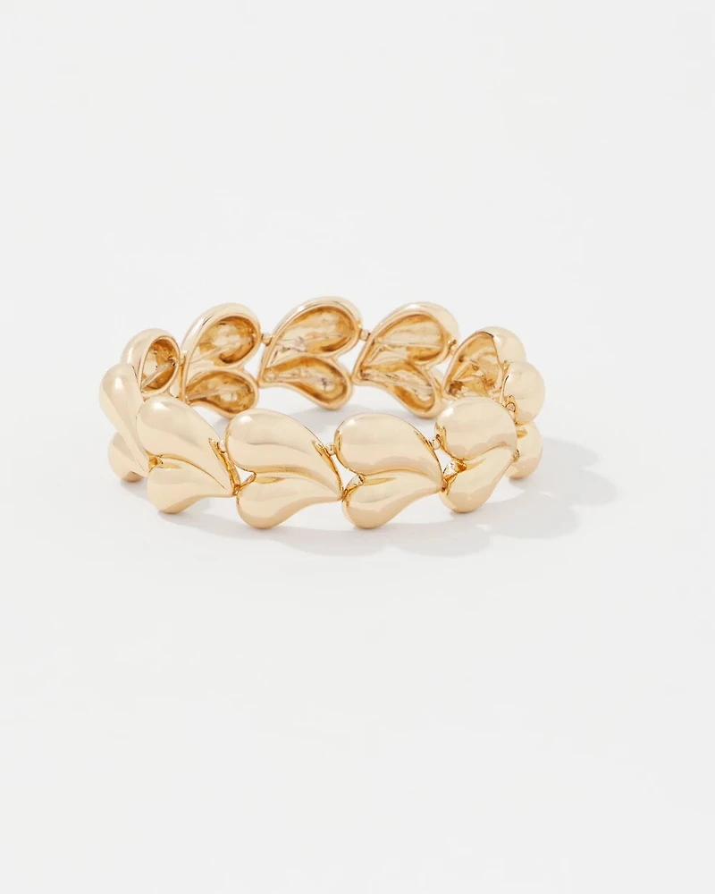 Sculptural Hearts Stretch Bracelet