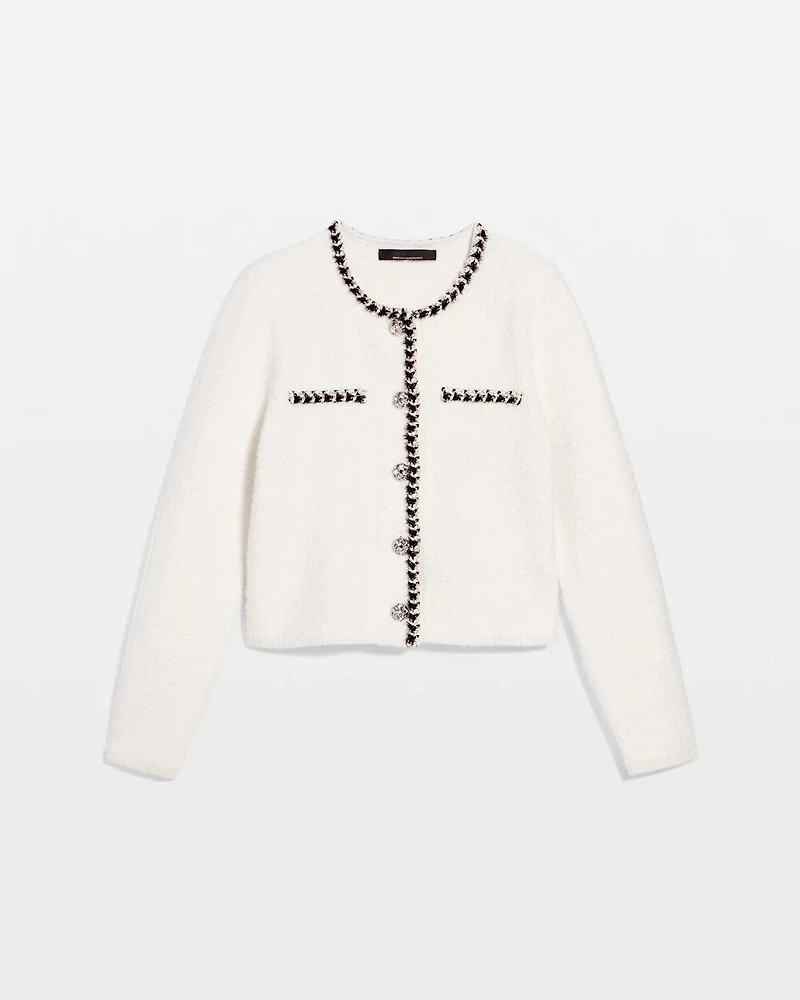 Black and White Tweed Sweater Jacket