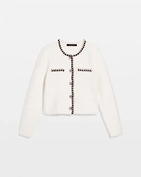 Black and White Tweed Sweater Jacket