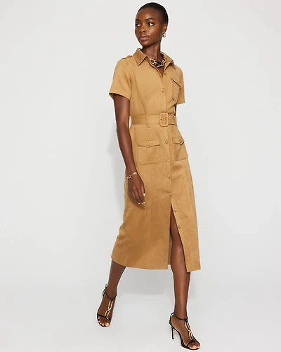 Petite Faux Suede Shirt Dress