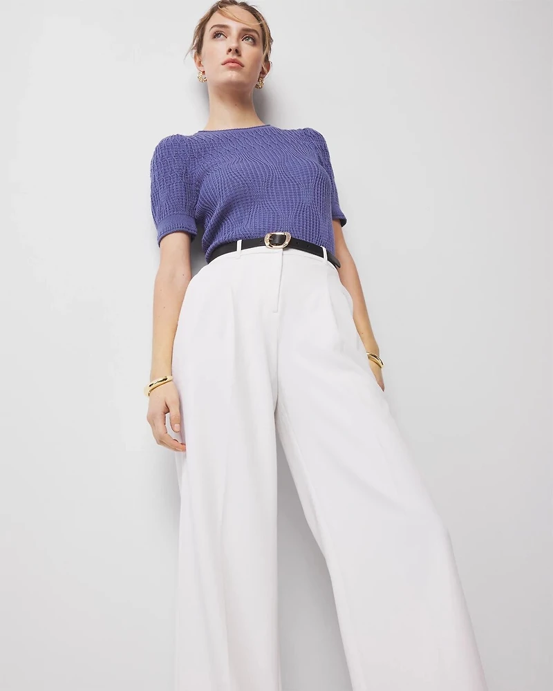 Novelty Stitch Puff Sleeve Pullover