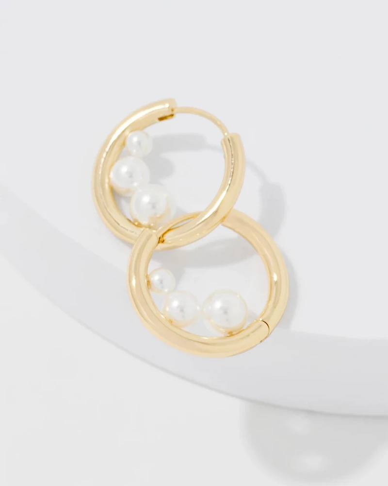 Gold + Pearl Hoop Earrings