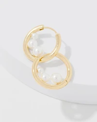 Gold + Pearl Hoop Earrings